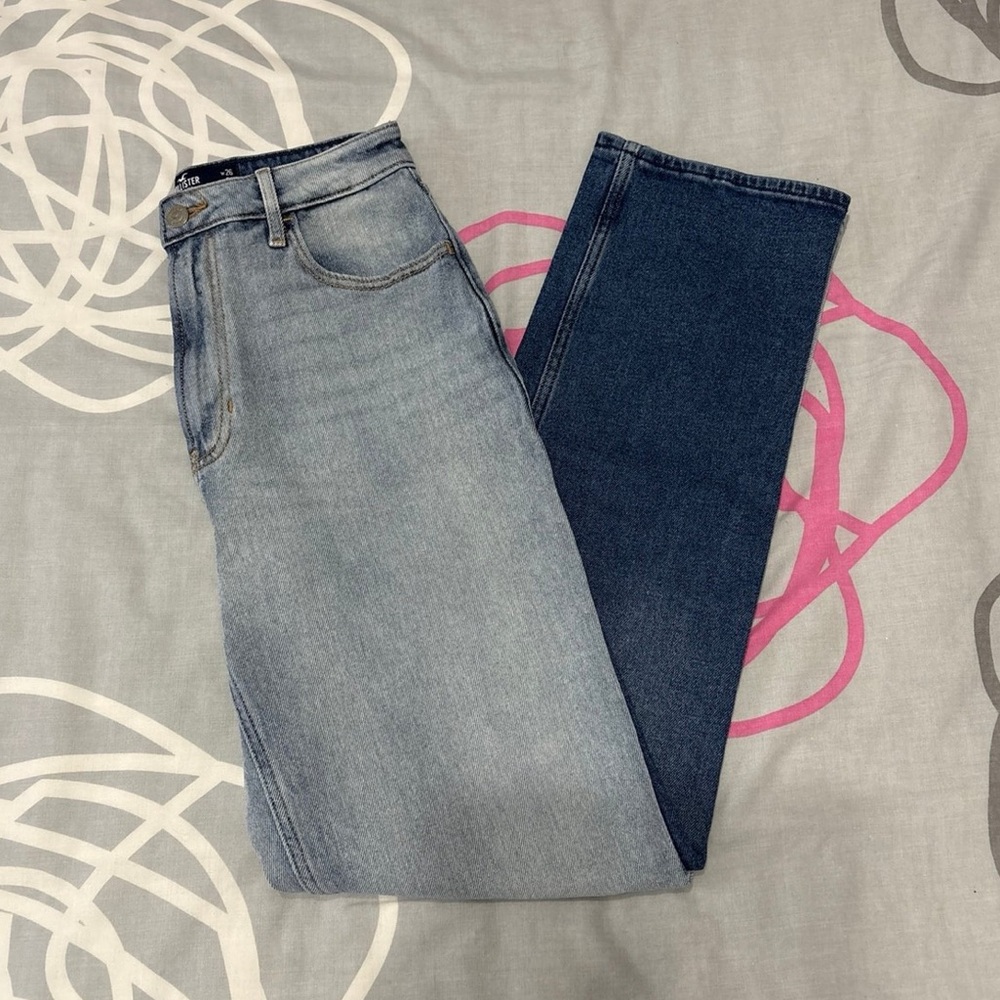 Hollister Ultra High-Rise Two-Tone Straight Leg Jeans